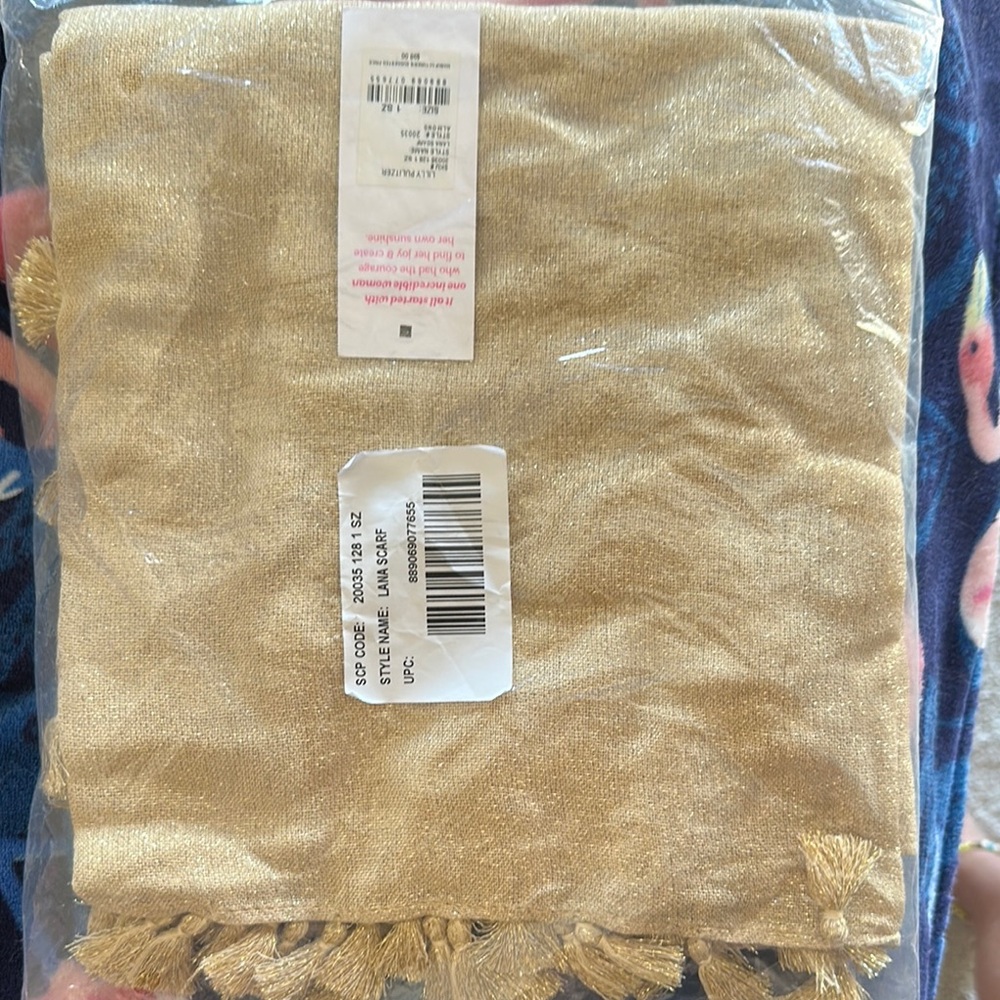 Lilly Pulitzer Gold Scarf with Tassels